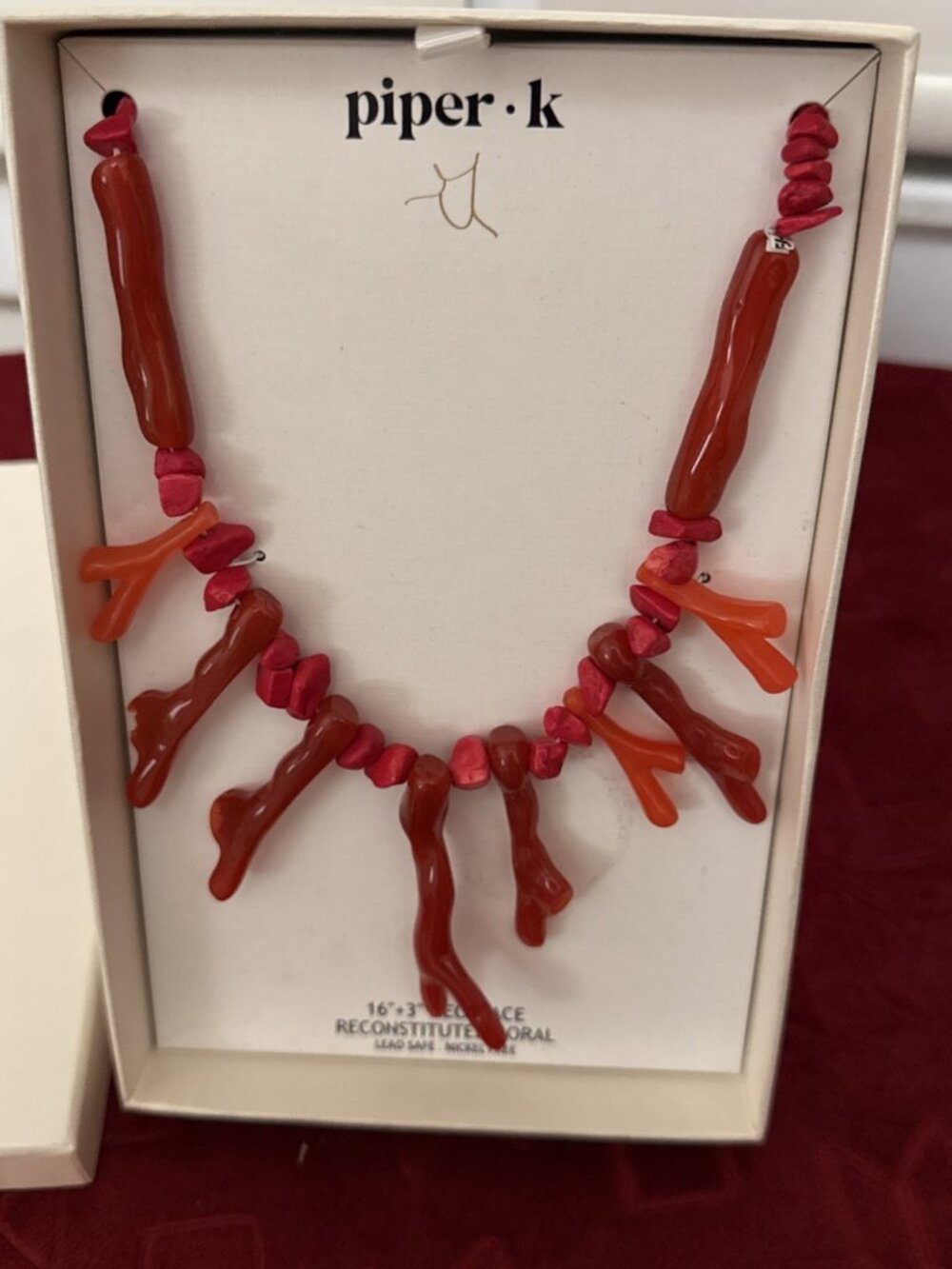 Piper K Red Coral Strand 17" Necklace NWT